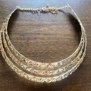 Source Unknown Gold-Tone Layered Hammered Collar Necklace